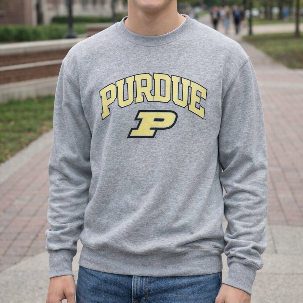 Champion Purdue University Adult Small S Boilermakers Gray Logo Eco Sweatshirt